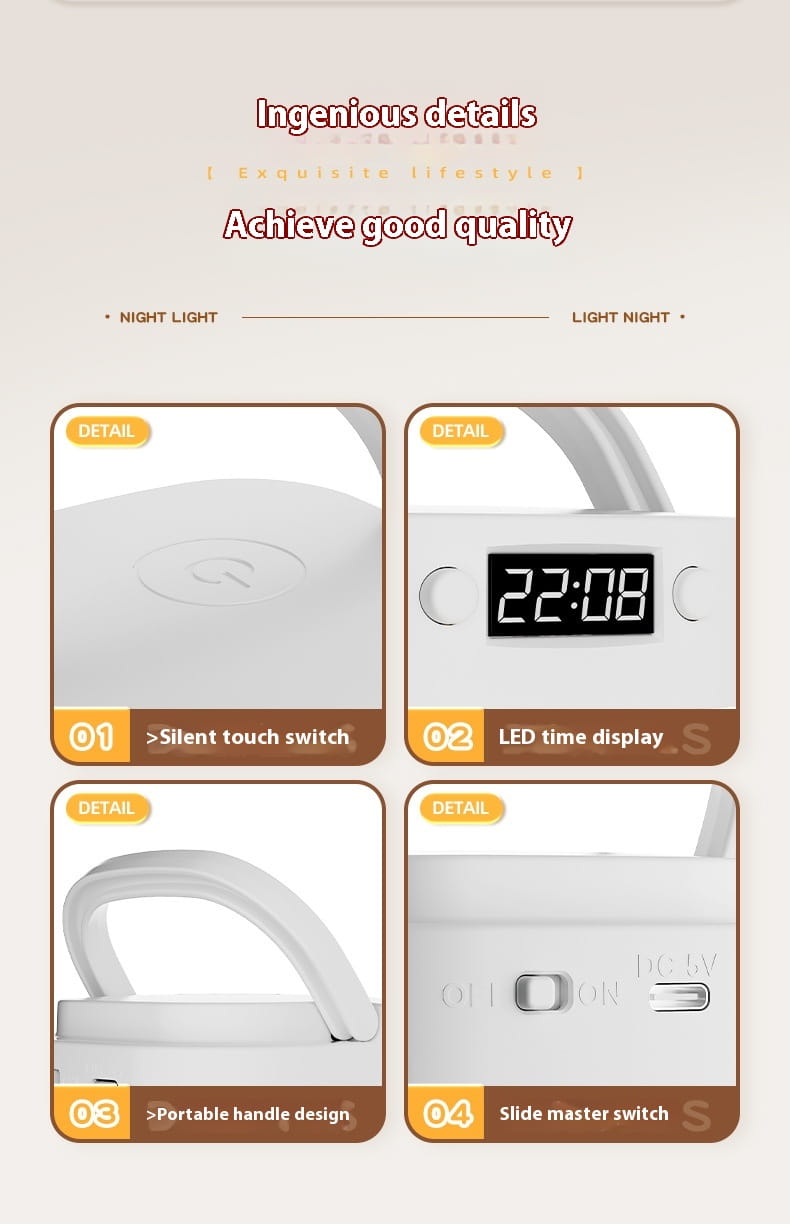 Rechargeable Portable Table Lamp with Tricolor LED Light and Remote Control