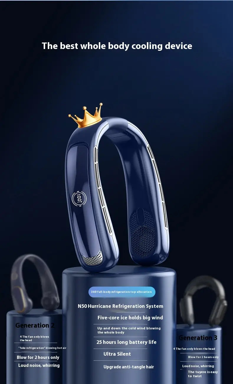 Halter Fan USB Portable Charging with Digital Display and Strong Wind Modes