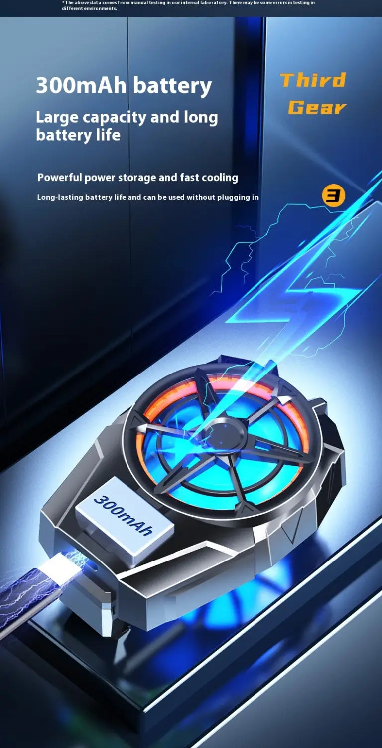 Wireless Phone Turbine Radiator with Cooling Fan Rechargeable Black