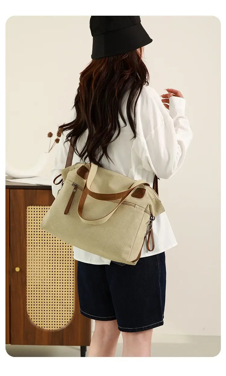 Bag do Mensageiro de Canvas com vários bolsos para viagens de trabalho e diariamente