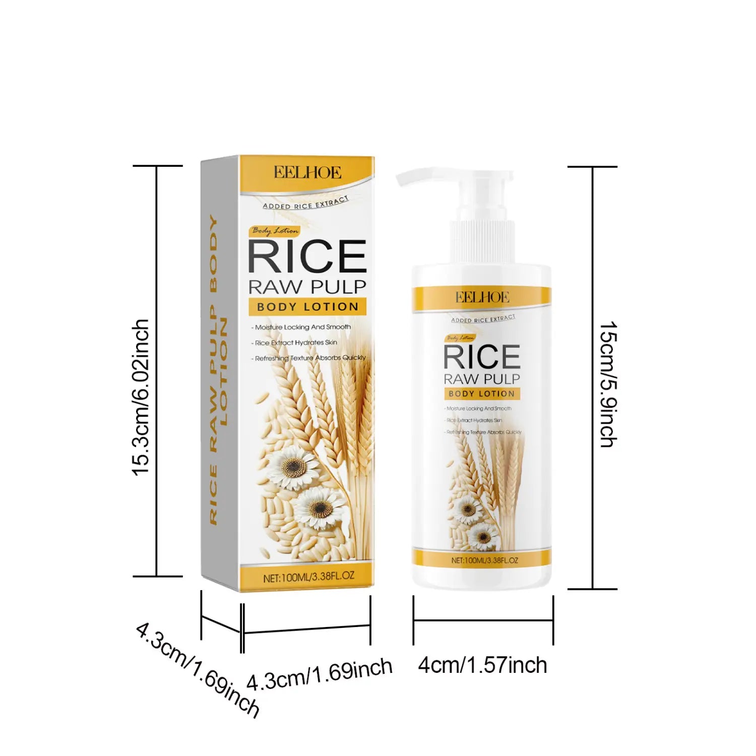 Rice Puree Moisturizing Body Lotion with Rose Oil and Glycerin