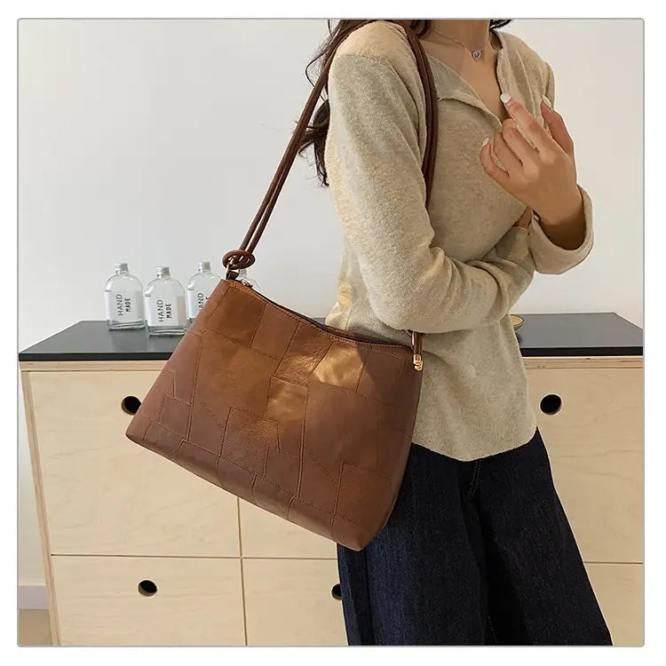 Borsa per valigia in pelle PU con una borsetta per spalla da viaggio tascabile con cerniera