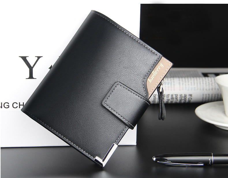 PU Leather Wallet with Zipper Buckle for United States and CHF Currencies