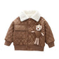 Boys’ Thick Leather Coat Lapel Long-sleeved Jacket