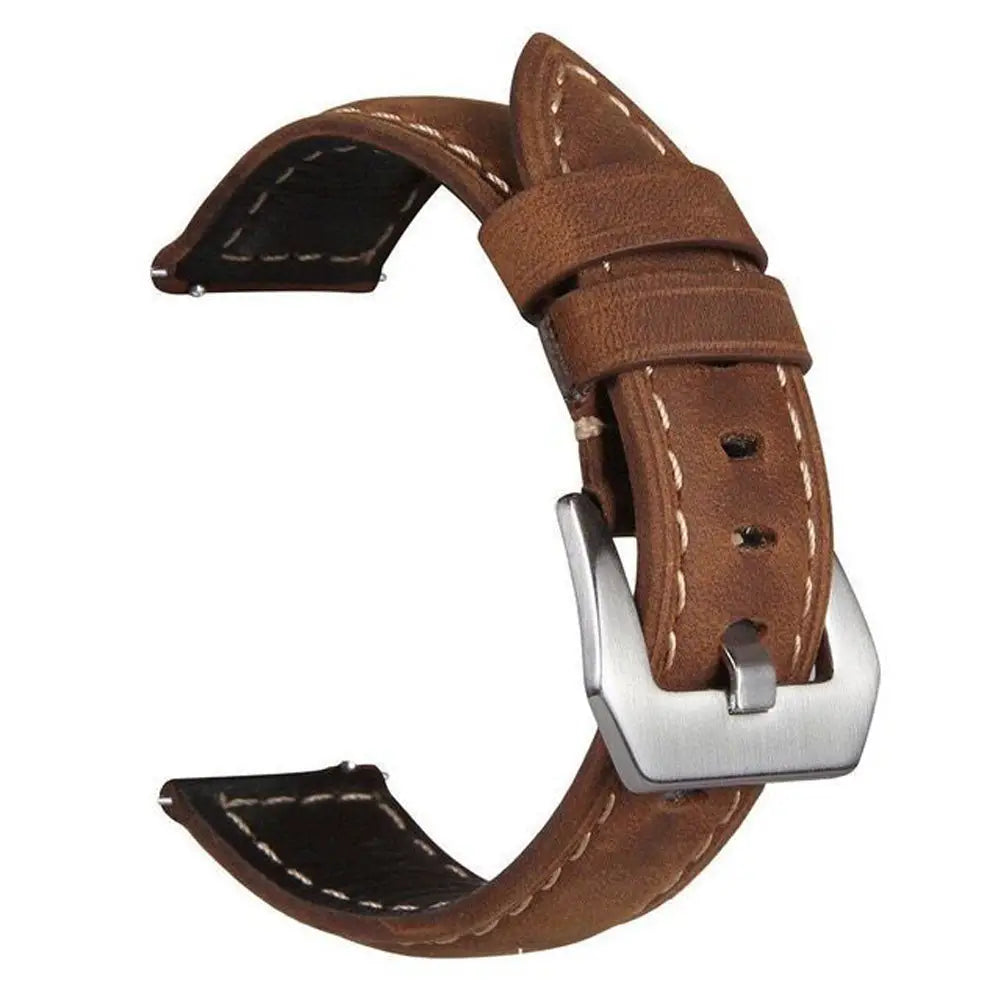 Crazy Horse Leather Pin Buckle Strap 22 24 26mm