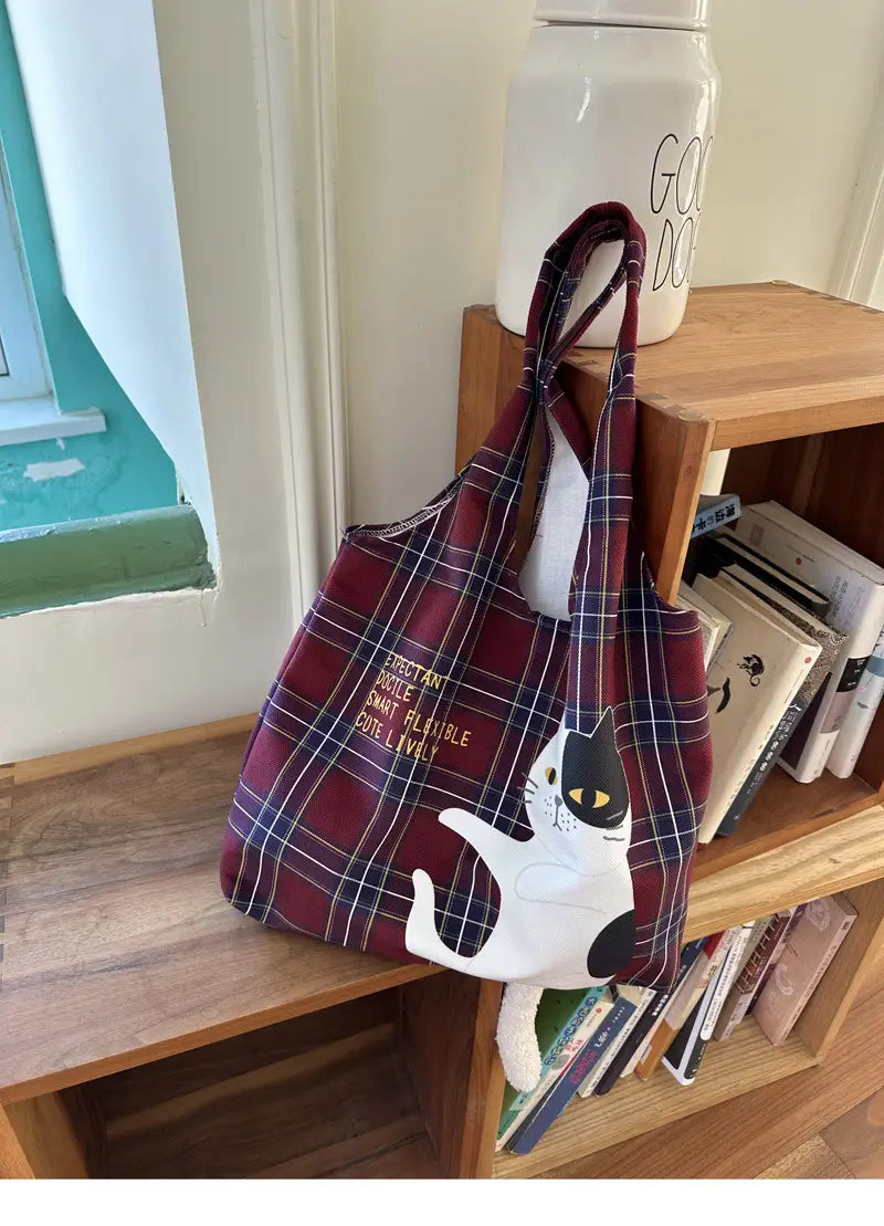 Plaid Flocking Cat Vest with Scottish and Soft Plush Design