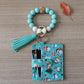 Fashion Beaded Bracelet Girls Small Wallet Lemon Printing Card Holder Silicone Beads Bracelet Keychain Credit - Fashion