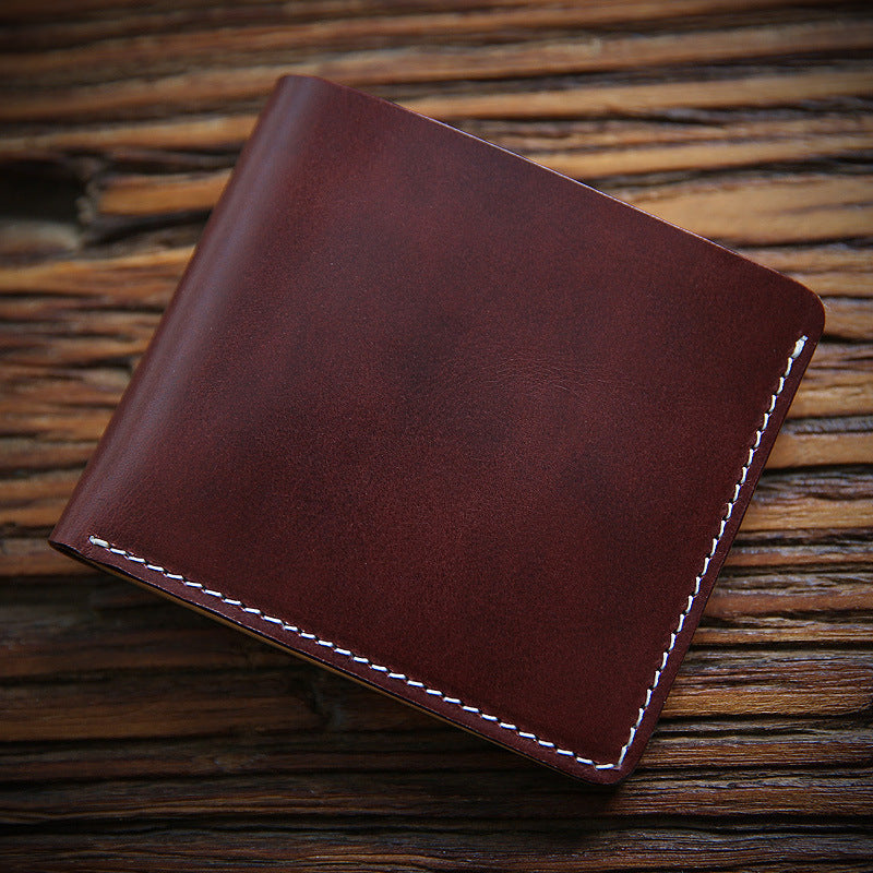 Men’s Fashion Handmade Vintage First Layer Cowhide Short Money Clip - Stylish Layer Cowhide Money Clip for Dapper Gents