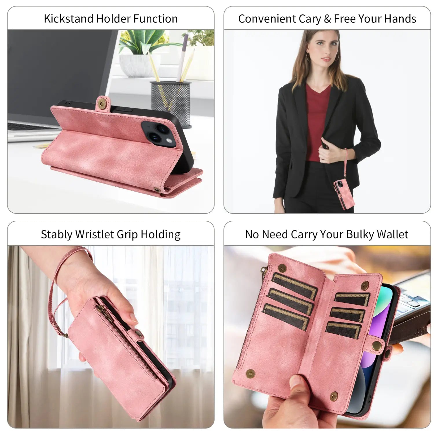 Wallet Flip Zipper Phone Leather Case