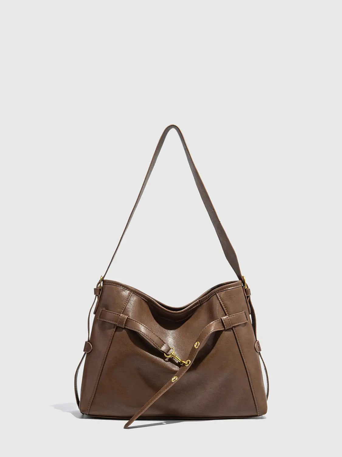 Medium mjuk pu läder resväska brun svart vertikal resebagage väska