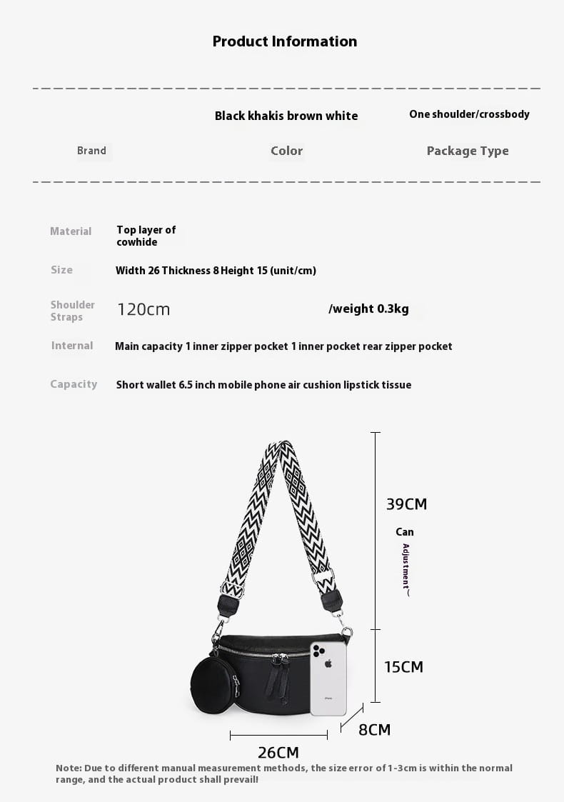 Elegant Solid Colour Genuine Leather Crossbody Bag for Fashion and Comfort