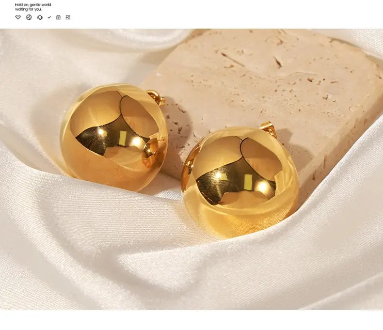 Classic Style Fashion All-match Round Earrings Titanium Steel Gold-plated Earrings For Women