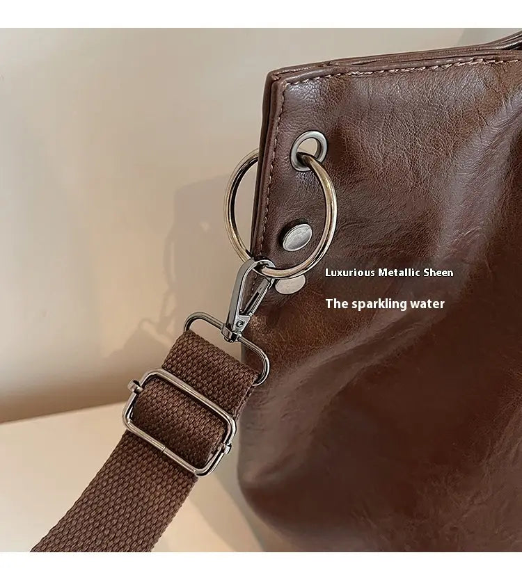 Medium PU Leather Shoulder Bag with Zipper Pocket for Women Daily