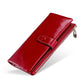 Women’s Real Leather Long Multiple Card Slots Hand-held Retro Oil Wax Skin Coin Purse - Stylish Coin Purse