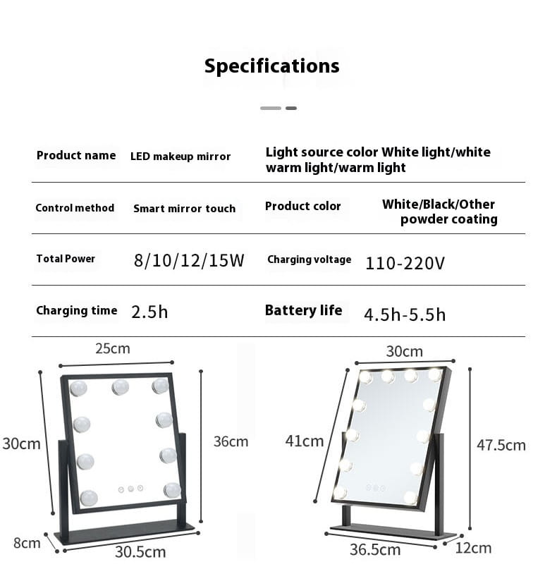Light Mirror Desktop LED with Aluminum Frame for Living Room and Bedroom
