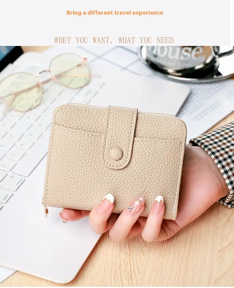 Solid Color Leather Wallet with Breathable Antibacterial Pu Lining