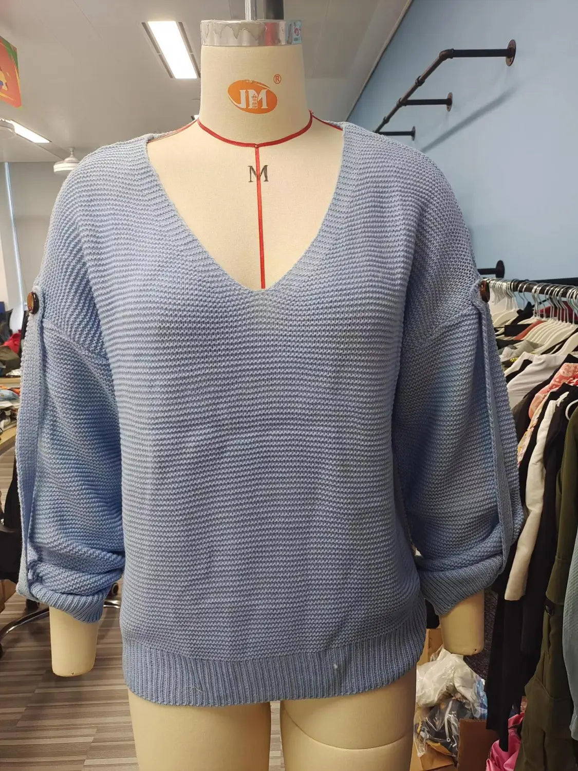 Hädas akrüül pulloveri kampsun lahtise kellukese varruka Crewneck Women’s Top