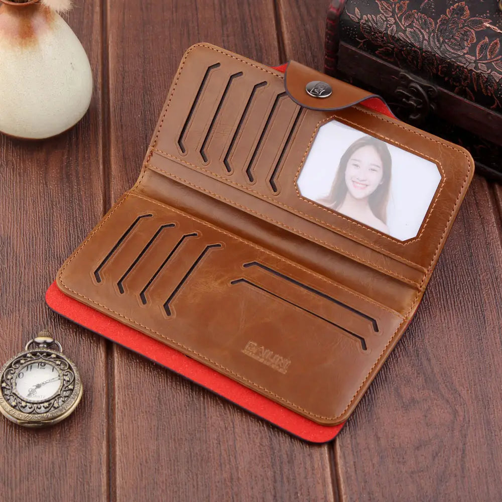 PU Leather Wallet with Concealed Compartments for United States and CHF Currencies