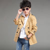 Boys' Mid-length Trend Casual Trench Coat - Khaki