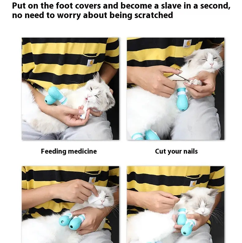 Andra generationens ljusblå gröna rosa kattstövlar gummi non slip pet skor