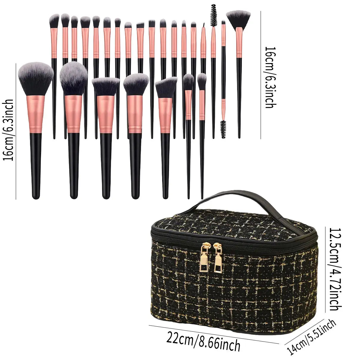 47 Piece Makeup Brush Set with Cosmetic Bag Non-Latex Blenders and Tools