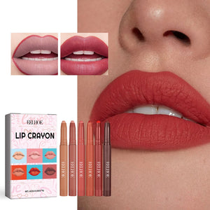 6-Color Matte Lip Liner Set for Natural Outline and Shape - Teleplus matte lip liner outline natural