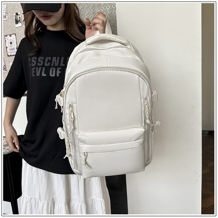 Solid Color School Rucksack Polyester Nylon Urban Umhängetasche für Männer und Frauen