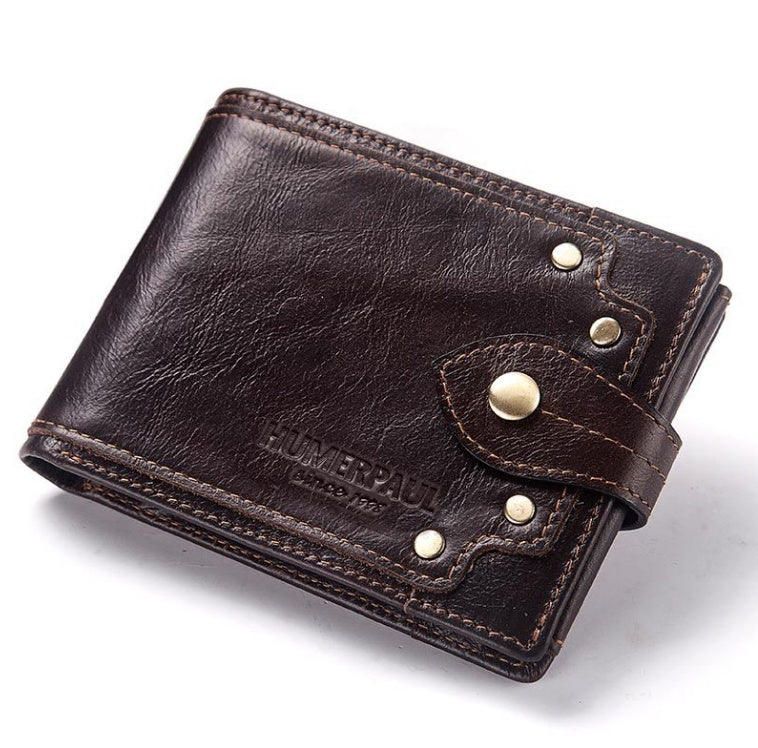 Men’s Multi-card Anti-magnetic Real Cowhide Wallet - Cowhide Wallet: Stylishly Anti-Magnetic for Men