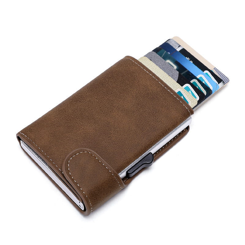 Men and Women Crazy Horse Leather Wallet with Magnetic Closure