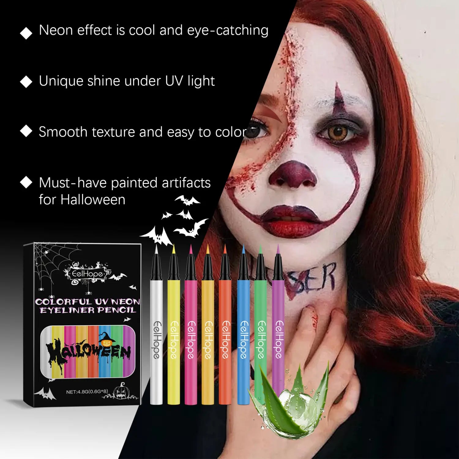 Halloween Neon Liquid Eyeliner with Moisturizing Glycerin and Vitamin E