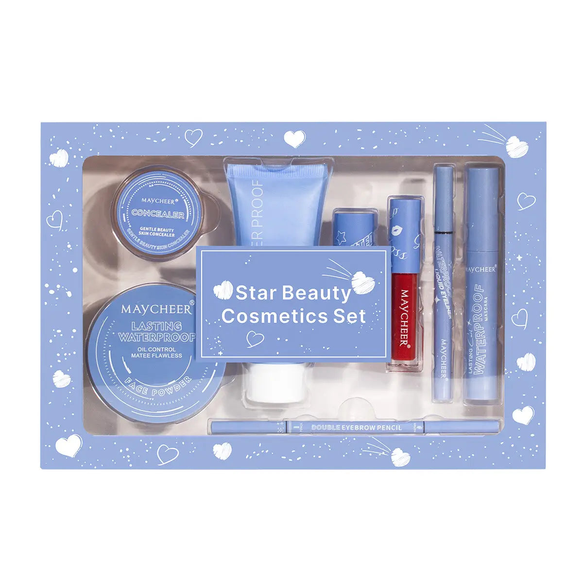 Blue Heart-to-Heart Beauty Kit with Mascara and Makeup Set
