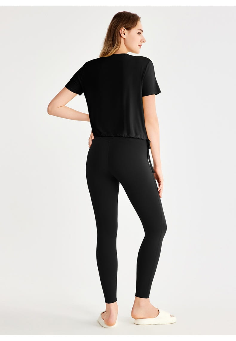 Tricou de antrenament roz roz și negru și negru pentru fitness yoga