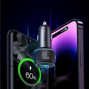 60W Dual Port Button Car Charger with PD 5V3A for 12V–24V Vehicles - Juice Up Our Hero button car charger