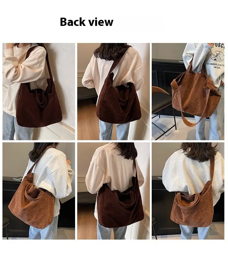 Sac à bandoulière de voyage en tissu oxford avec poche à fermeture éclair brun gris moyen taille