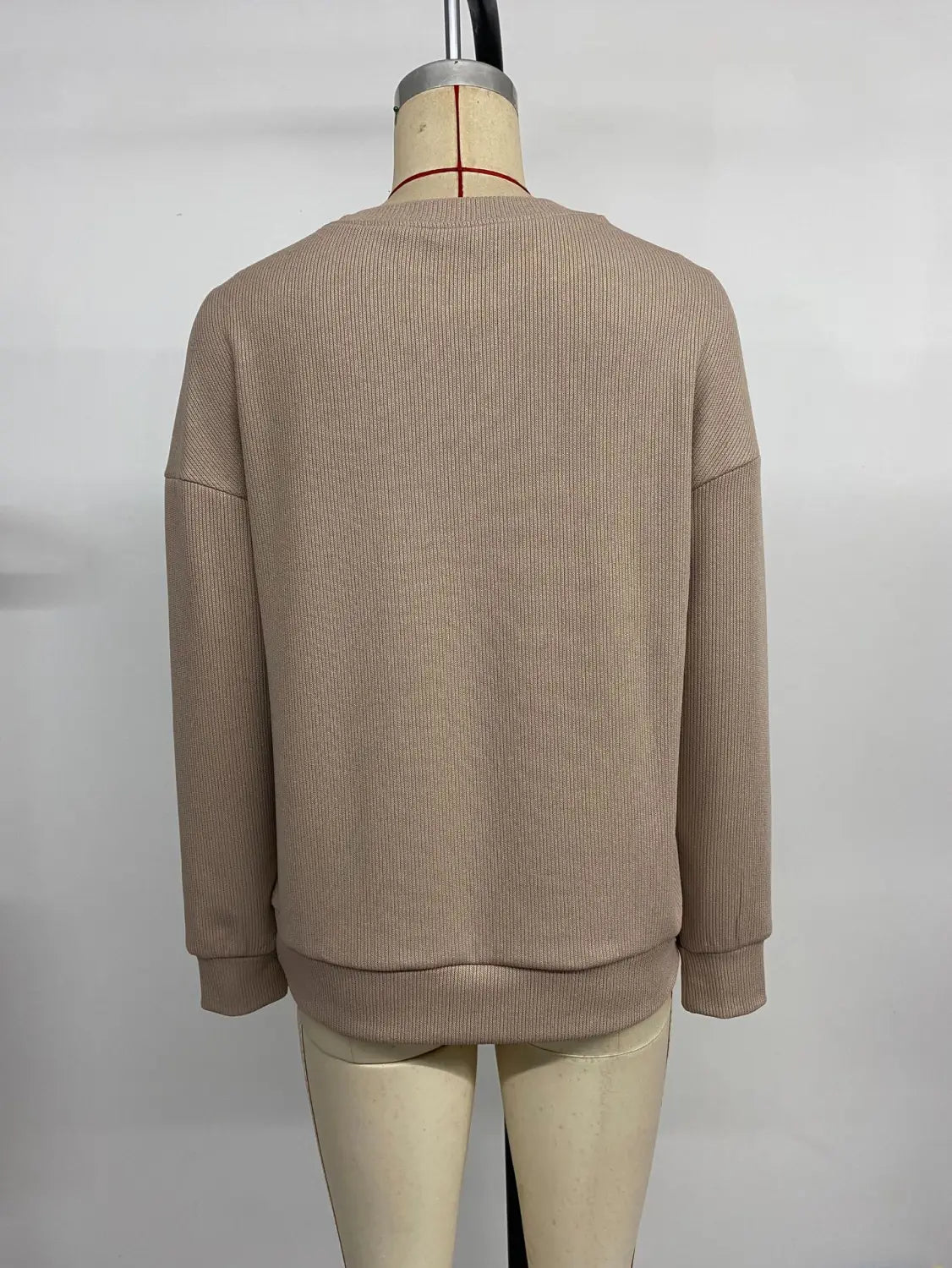 Khaki hosszú ujjú pulóver nőknek utcai ruházat divat poliészter vékony pulóver