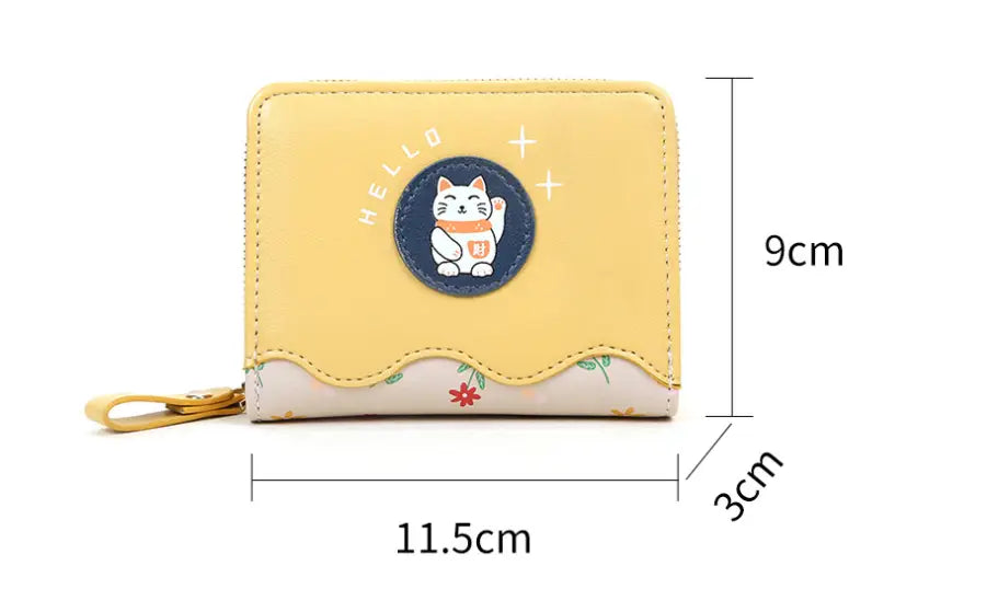 Minimalist Patchwork Wallet in Bright Yellow and Black for Women