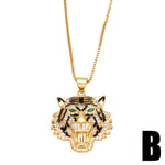 Three-dimensional Full Diamond Painting Oil Tiger Head Pendant Necklace - Shiny Tiger Pendant Necklace for Purr-fect