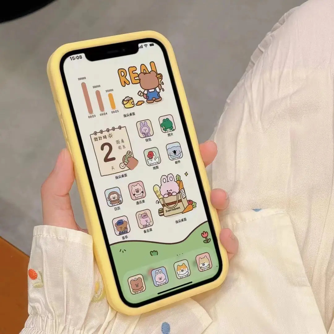 Galben Silicon Telefon Design de desene animate pentru iPhone și alte mărci