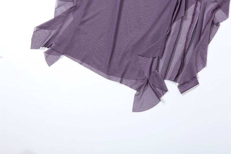 Yksivärinen jaettu hihaton hame mekko naisille polyesterikankaalla