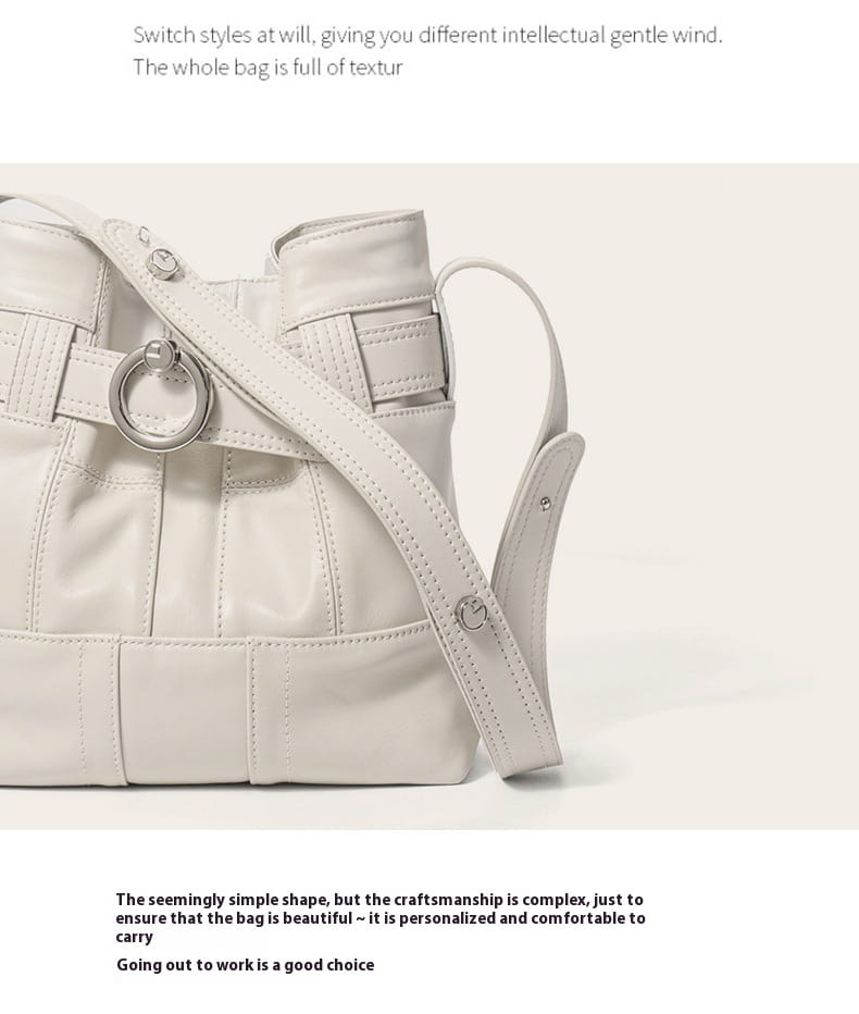 Fashion Shoulder Armpit Cowhide Bag with Stitching