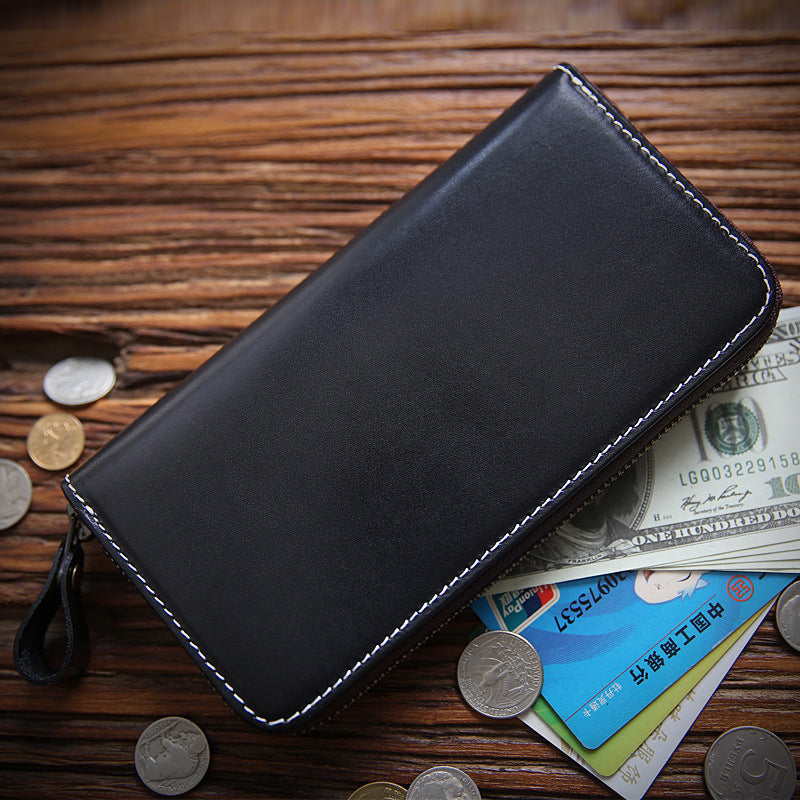 Men’s Long Wallet Leather Zipper Wallet Layer - Wallet So Rugged Even Harley Would Approve