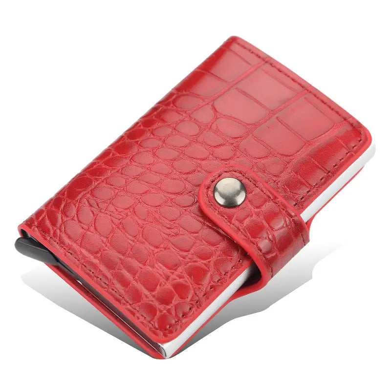 Unisex PU Leather Card Holder with Magnetic Buckle for United States Markets