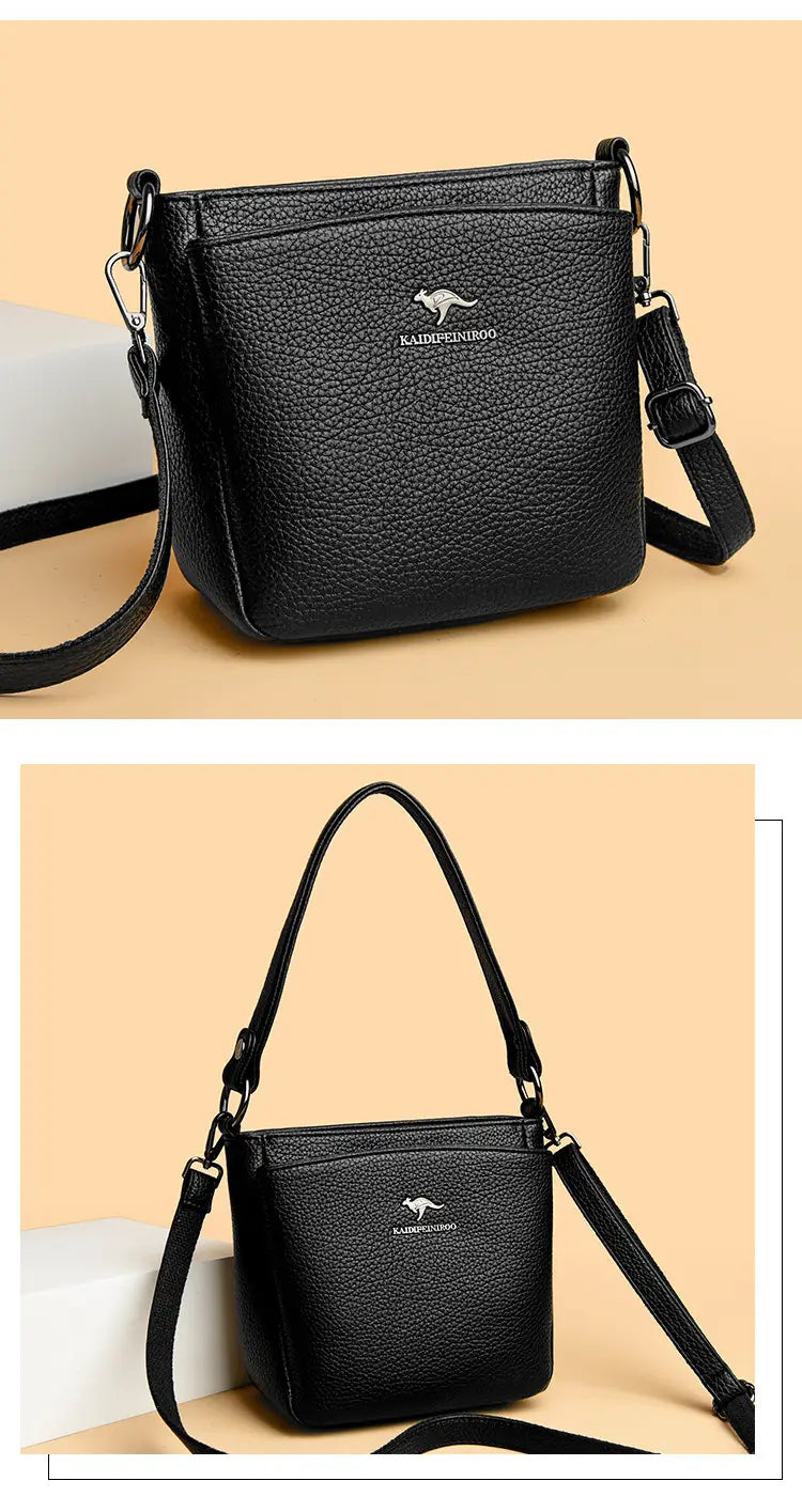 Rucsac cu valiză cu găleată din piele moale cu buzunar telefonic mai multe culori