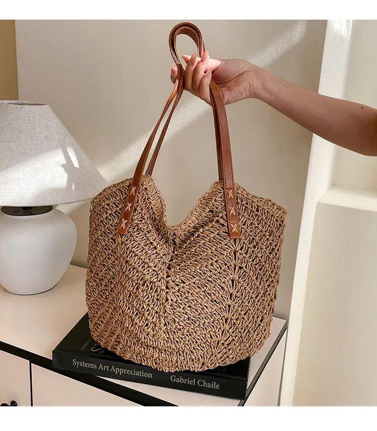 White Cotton Linen Tote Bag Large Travel Shoulder for Women and Men