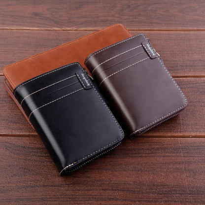 Men’s Wallet Short Wallet Retro Zipper Dollar - Snag the Coolest Leather Wallet 03-8 Short Zipper