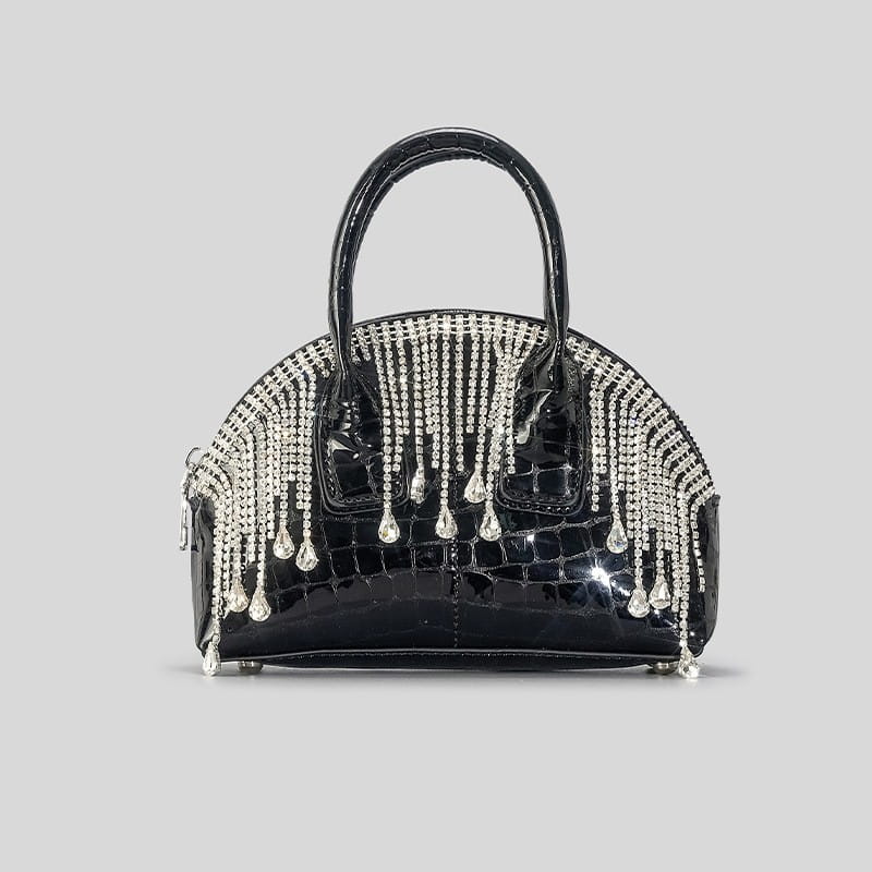 Fashion Shiny Surface Chain Shoulder Messenger Bag with Tassel and Crocodile Pattern