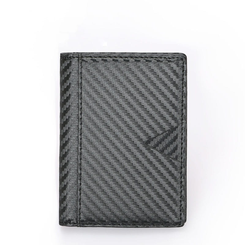 Microfiber Leather Bag with Card and Wallet Compartments in Black Carbon Fiber