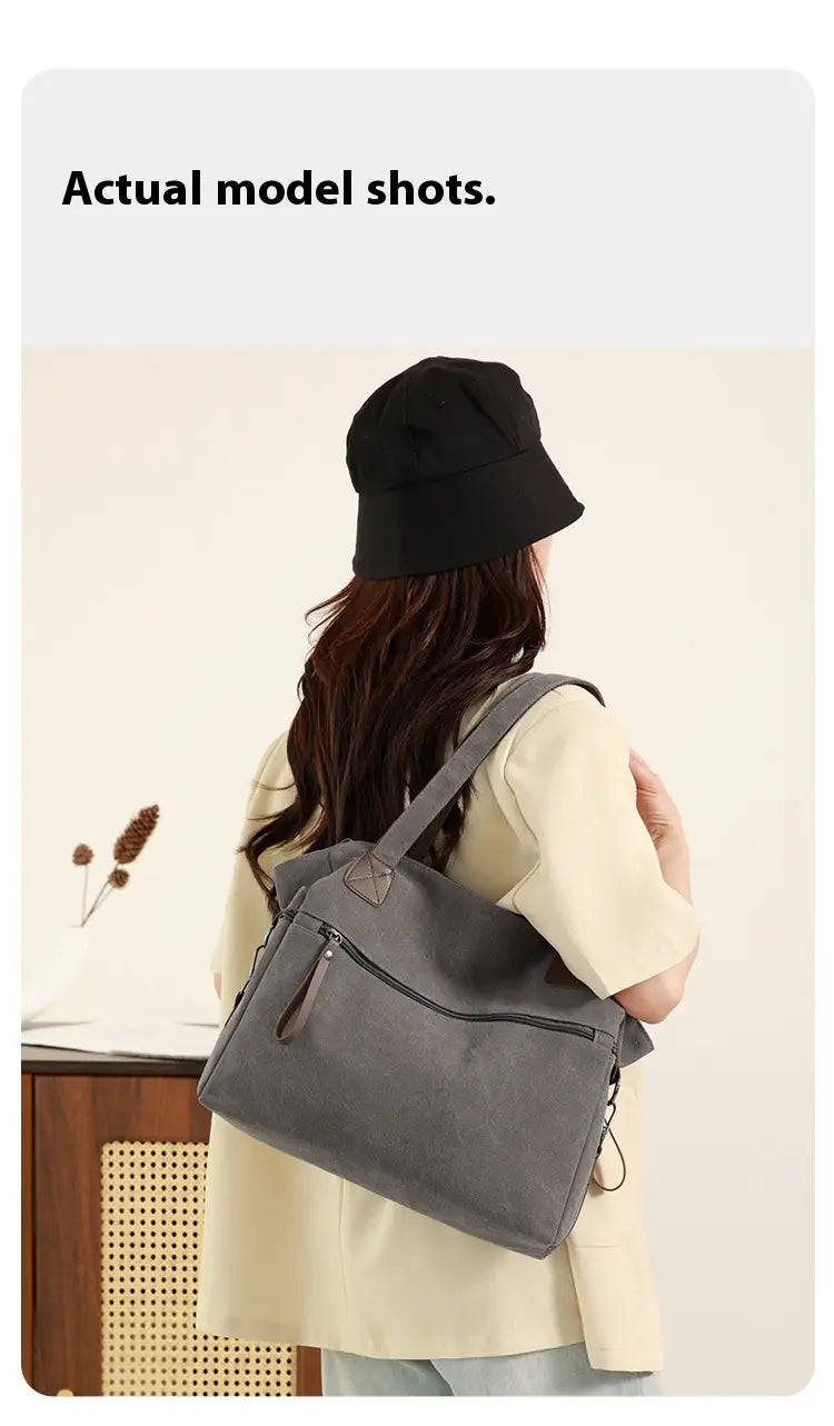 Bag do Mensageiro de Canvas com vários bolsos para viagens de trabalho e diariamente