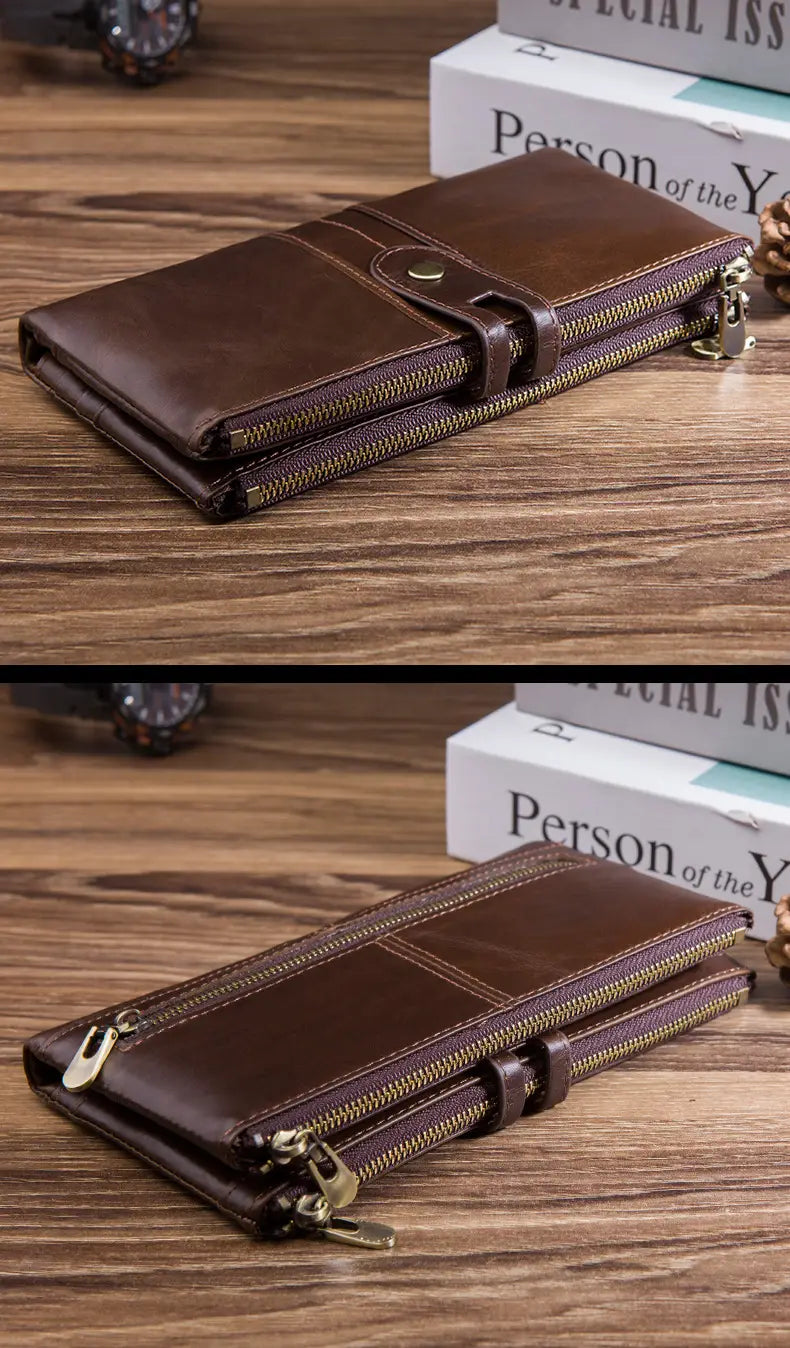 Leather Cortex Cowhide Wallet with Secret Compartments for United States and CHF