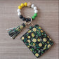 Fashion Beaded Bracelet Girls Small Wallet Lemon Printing Card Holder Silicone Beads Bracelet Keychain Credit - Fashion